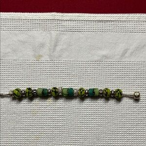 Green and Silver Beaded Bracelet